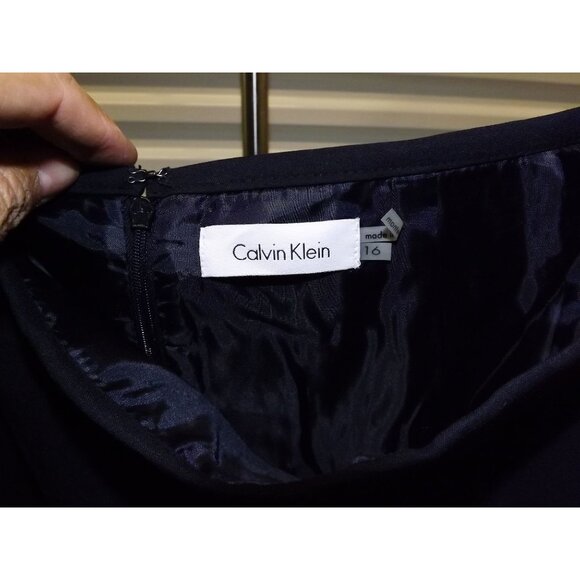 Calvin Klein Size 16 Skirt 24" Long Spandex Rayon Polyester Blend Black Drk Blue - Picture 5 of 13